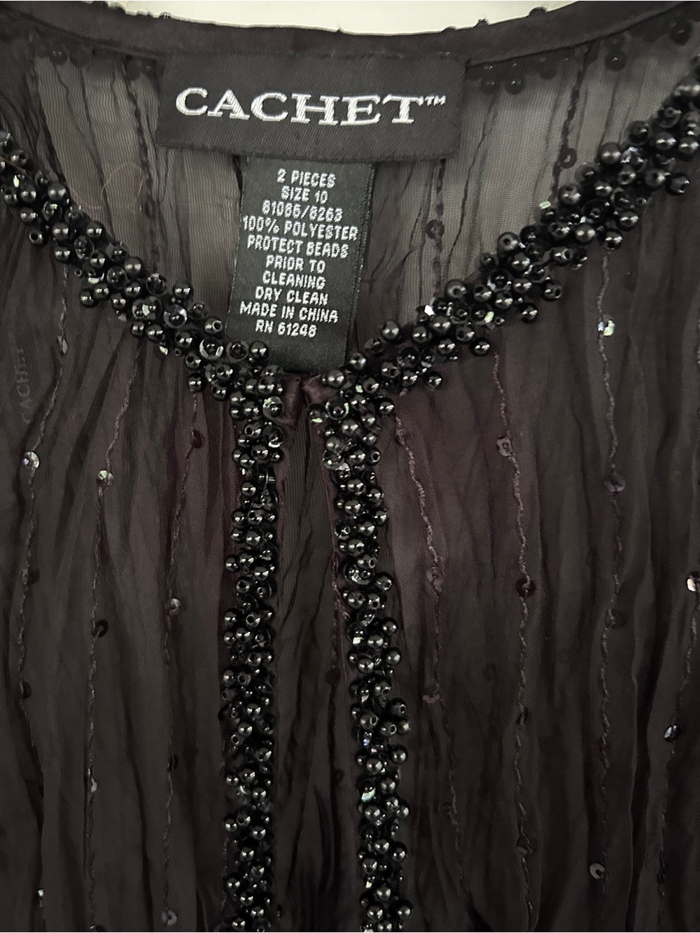 Vintage Black Sheer Mesh Sequin Beaded 90s Statement Topper Evening Jacket Sz 10 - Picture 10 of 15